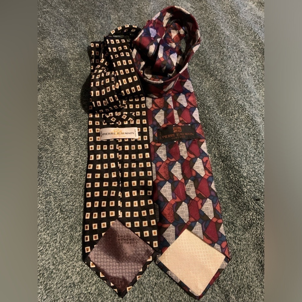 EUC flawless vintage Pierre Balmain couture business ties set of 2